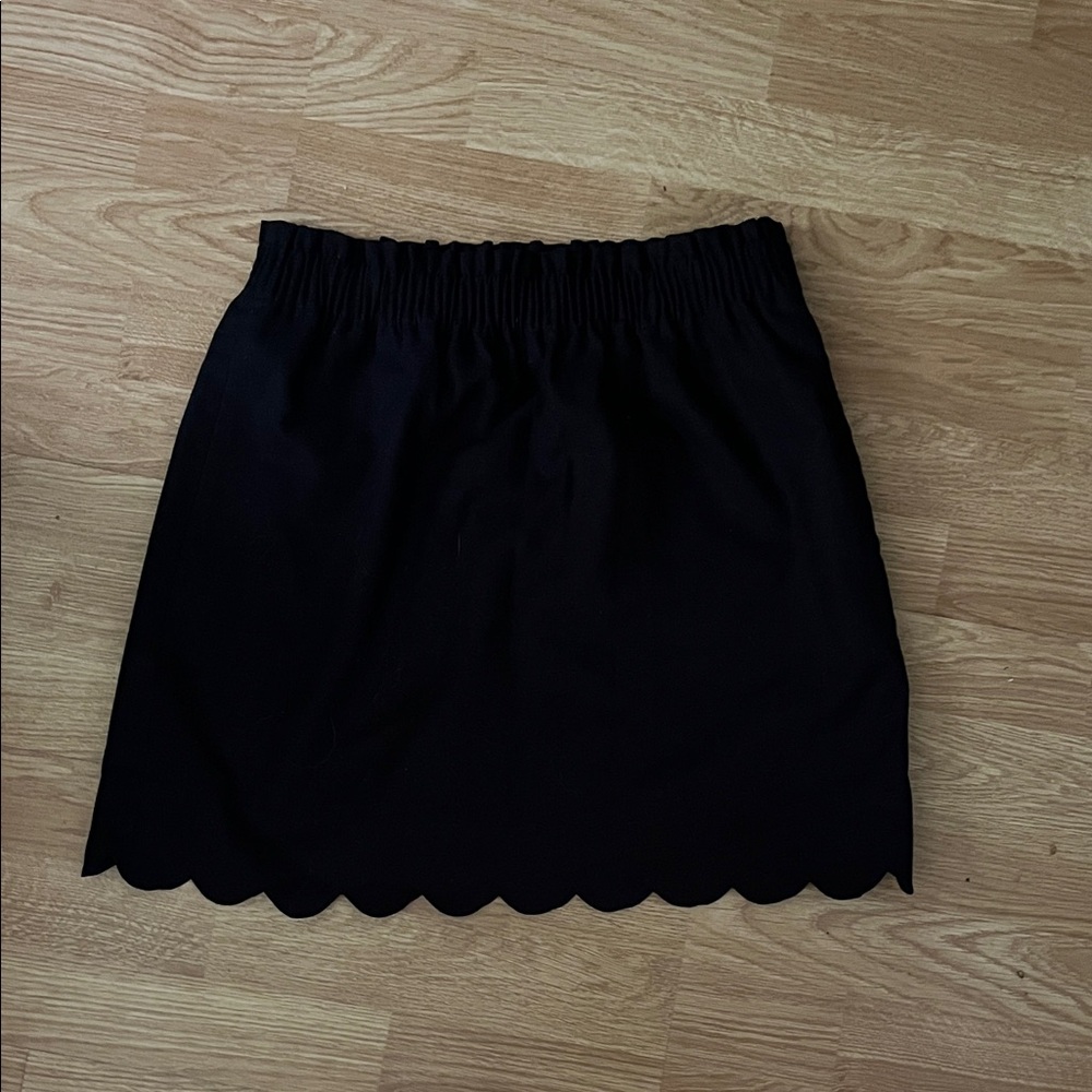 J. Crew Black Mini Skirt with Scalloped Hem